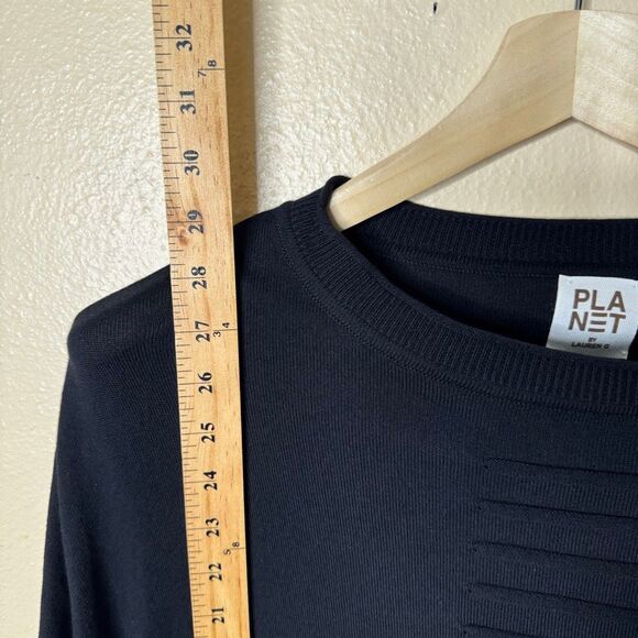Planet by Lauren G. Sweater Women's One Size Black Cotton Blend Pullover - Picture 8 of 10